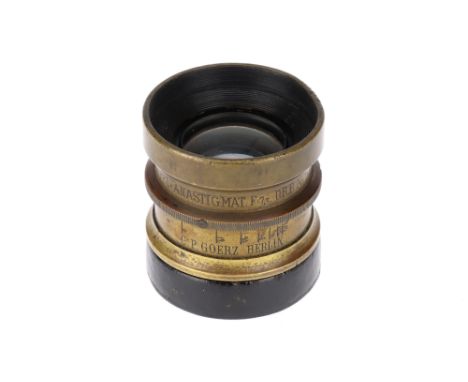 A C. P. Goerz Doppel Anastigmat Serie III f/7.7v 180mm Lens brass, serial number 18475, barrel G, optics F with light fungus 