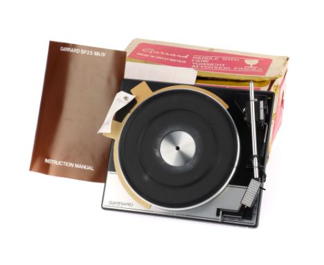 A Garrard SP25 Mk IV Record Player Turn Table, in maker's box, in VG cosmetic condition, untested, AF / for parts,