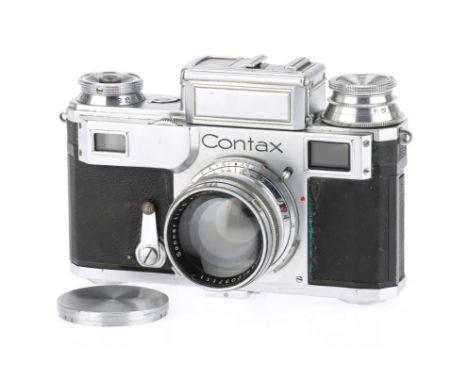 A Zeiss Ikon Contax III 35mm Rangefinder Camera chrome, circa 1937, serial no.E.39969, with a Carl Zeiss Jena Sonnar f/1.5 5c
