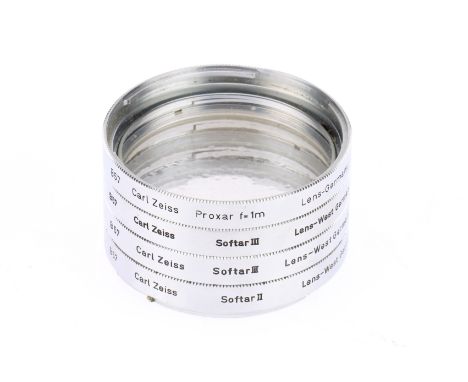 A Group of Softar and Proxar Filters for Hasselblad, comprising a Proxar 1m, two Softar III's, and a Softar II, does not lock