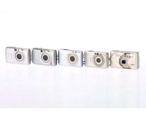 A Selection of Digital Ultra Compact Cameras, comprising a Konica Revio KD-420z, Canon Ixus 105, Canon Ixus 8001s, Canon Ixus