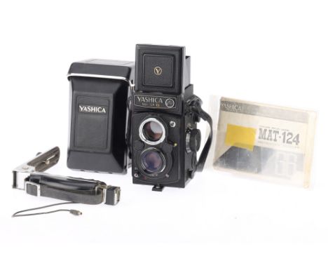 A Yashica MAT-124 G TLR Camera, body VG, shutter working, with Yashinon f/3.5 80mm lens, optics F with haze, with ERC, VG, an