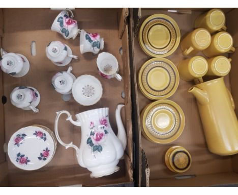 Franciscan retro coffee ware items including coffee pot, 12 saucers and 5 cups together with Royal Imperial coffee ware consi