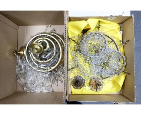One Beaded and one Lustre small Chandelier (2) 