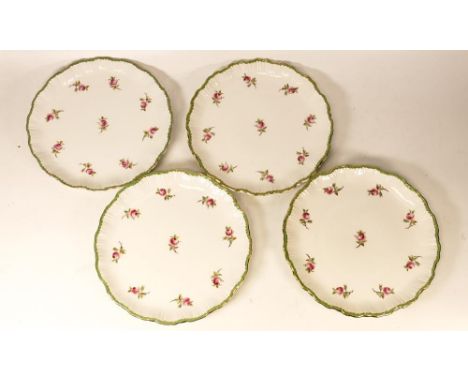 Four Carltonware Wiltshaw &amp; Robinson Side Plates in a Rose Pattern. Green enamel painted rim. Diameter: 22cm (4) 