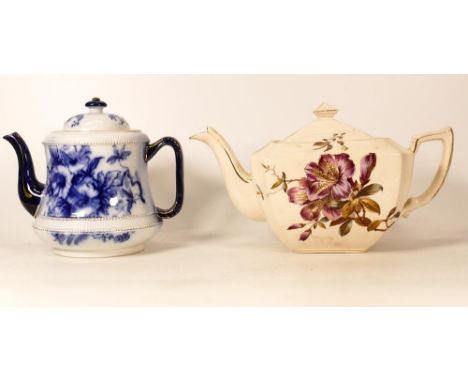 Two Carltonware Wiltshaw &amp; Robinsom Ivory Blushware Teapots, in the Petunia and Lily Patterns. Height of Tallest: 15.5cm 