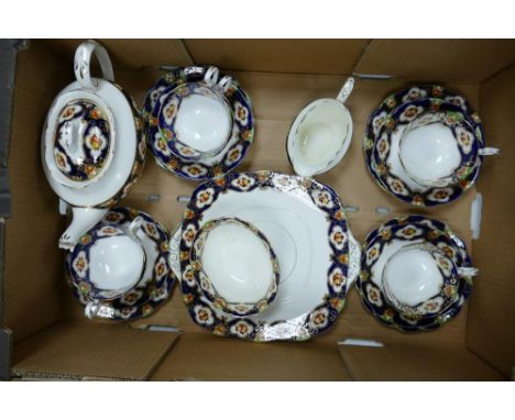 Royal Albert Crown China Part Tea Service, 23-pieces including teapot, milk and open sugar bowl, two sandwich plates, cups an