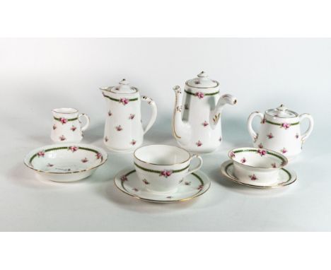 Wileman &amp; Co. breakfast set to include chocolate pot, hot milk jug, cream jug, cover sugar bowl, shallow cereal bowl, sma