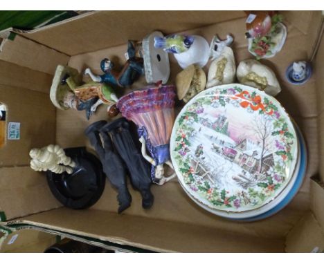 A Mixed Collection of Items to Include Decorative Wall Plates, Royal Adderley Robin (a/f), Tankards, Horse Figure, Bakelite M