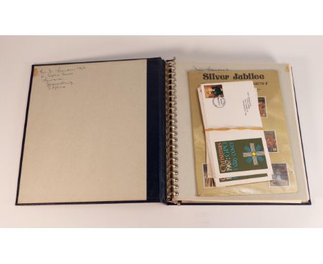 A leather bound album containing various stamps of the world, c1920s onwards, including first day covers etc 