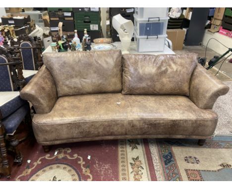 Three Seater Hale Distressed Look Leather Sofa. Length Approx. 200cm 