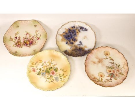 Four Carltonware Wiltshaw &amp; Robinson Cabinet Plates in the Old Anemone, Heather, Wood Anemone and Floral Patterns. Diamet