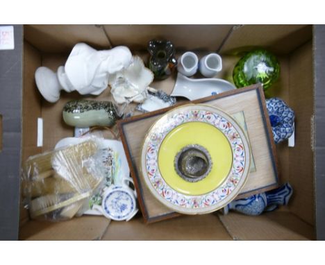 A Mixed Collection of items to include Edward VII Print, Mary Gregory Trinket Pot, German Stoneware Jug, Mil Glass Pot etc. 