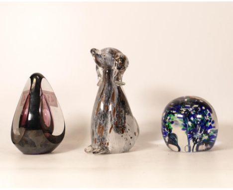 Three Glass Paperweight including Svaja signed item, tallest 16cm(3) 