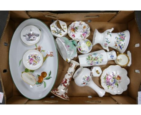 A mixed collection of items to include Royal Worcester, Royal Crown Derby &amp; Aynsley floral Decorated items , Masons Candl