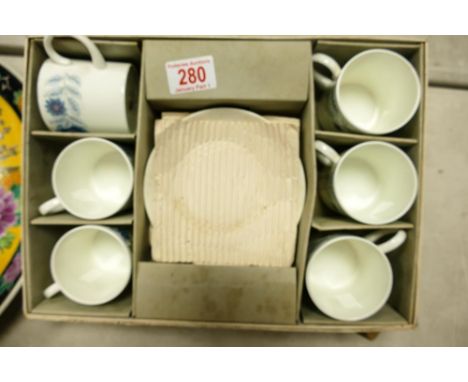 Boxed Wedgwood Clementine patterned Coffee Cups &amp; Saucers 