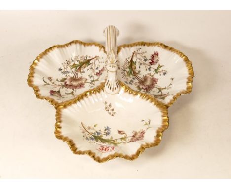 Carltonware Wiltshaw &amp; Robinson Ivory Blushware Trefoil Dish in the Poppy Pattern. Spray Gilt Rim. Diameter: 26.5cmcm (2)