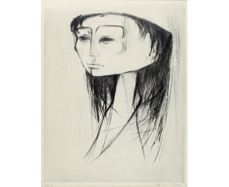 Austin Davies (British 1926-2012)Portrait of Dame Beryl Margaret Bainbridge/numbered 8/75/etching, 37cm x 29cm Condition Repo