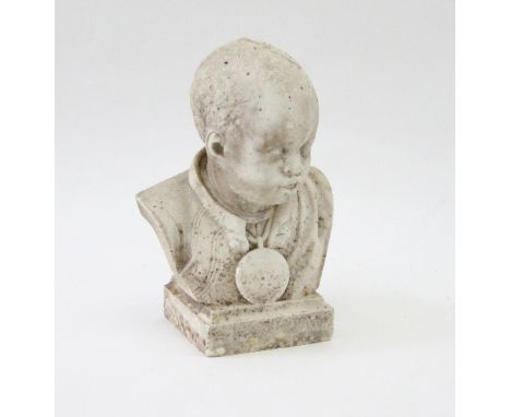 After Jan Claudius de Cock (Flemish 1668-1735) a marble bust of a young black boy with medallion around his neck, depicting t