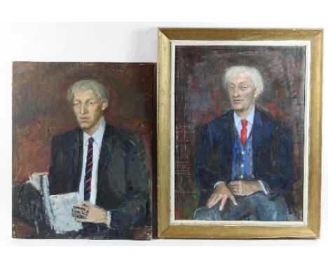 Barbara Dorf (1933-2016)/Portrait of a Young Man Holding a Book/oil on canvas, 76.5cm x 61cm and/Portrait of a Similar Lookin