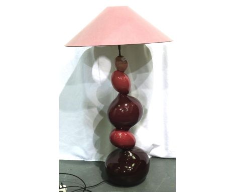 French large ceramic table lamp by Francois Chatain, H: 92 cm. no visible cracks/chips base is flat and solid shade in good c