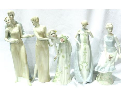 Five Reflections by Royal Doulton figurines including Summers Darling HN3091, largest H: 36 cm, no cracks or chips. P&amp;P G