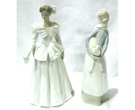 One Lladro and one Nao figurine, no chips or cracks, largest H: 29 cm. P&amp;P Group 3 (£25+VAT for the first lot and £5+VAT 