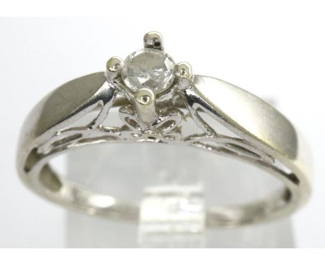 9ct white gold diamond solitaire ring, size N, 2.1g. P&amp;P Group 1 (£14+VAT for the first lot and £1+VAT for subsequent lot