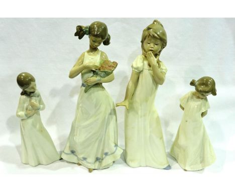 Four Nao figurines, largest H: 32 cm, no chips or cracks. P&amp;P Group 3 (£25+VAT for the first lot and £5+VAT for subsequen