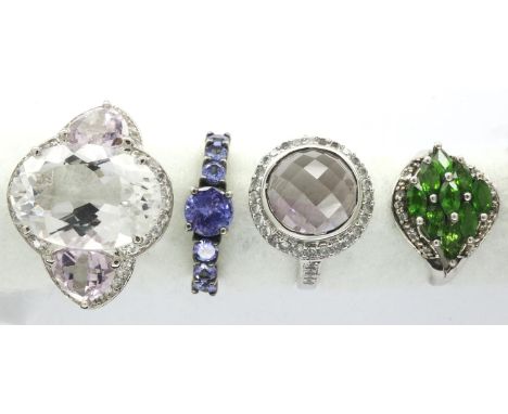 Five 925 silver rings, sizes N-R. P&amp;P Group 1 (£14+VAT for the first lot and £1+VAT for subsequent lots) 