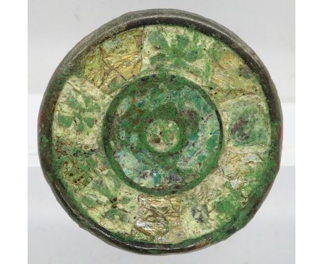 Ornate Roman brooch, enamel and gliding present, D: 20 mm. P&amp;P Group 0 (£5+VAT for the first lot and £1+VAT for subsequen