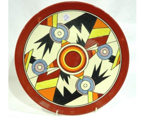 Wedgwood Bizarre by Clarice Cliff plaque, D: 31 cm, no chips cracks or visible repairs. P&amp;P Group 2 (£18+VAT for the firs