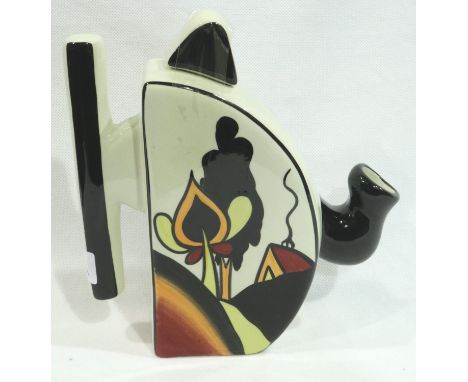 Lorna Bailey half circle teapot, Woodrow way, H: 19 cm, no cracks or chips. P&amp;P Group 2 (£18+VAT for the first lot and £3