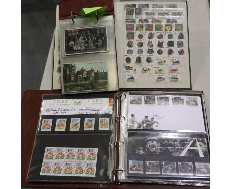 Album of vintage postcards and stock book of African stamps. Not available for in-house P&amp;P 