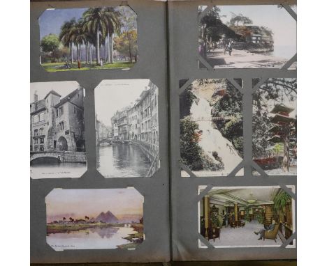 Post card album containing three hundred vintage post cards of mixed interest. UK P&amp;P Group 2 (£20+VAT for the first lot 