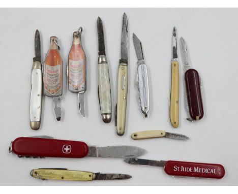 Mixed folding penknives including advertising examples. UK P&amp;P Group 1 (£16+VAT for the first lot and £2+VAT for subseque