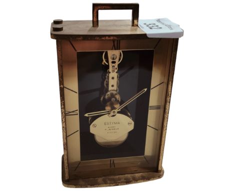 VINTAGE ESTYMA SKELETON CARRIAGE CLOCK 