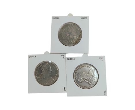 3 x 1918 R. ERITREA TALLERO COINS 