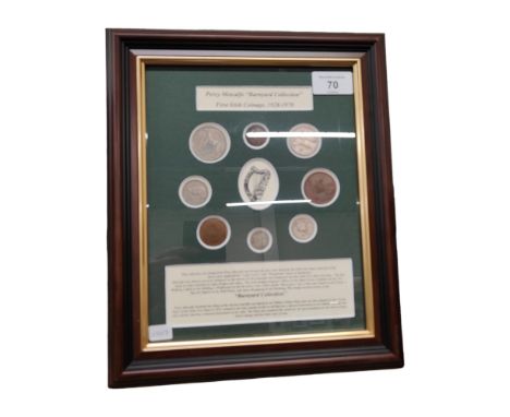 FRAMED SET OF PERCY METCALFE 'BARNYARD COLLECTION' FIRST IRISH COINAGE 1928-1970 