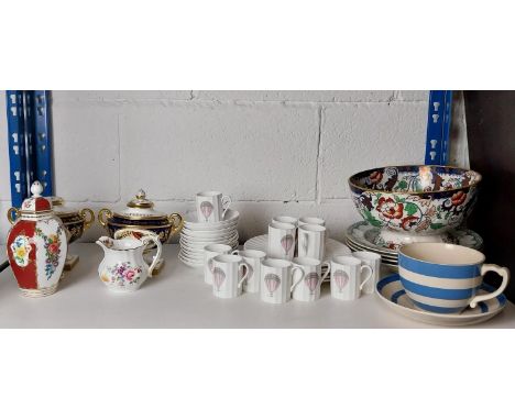 A set of Royal Worcester Air Balloon coffee mugs and other bone china and TG Green and other Royal Worcester. 