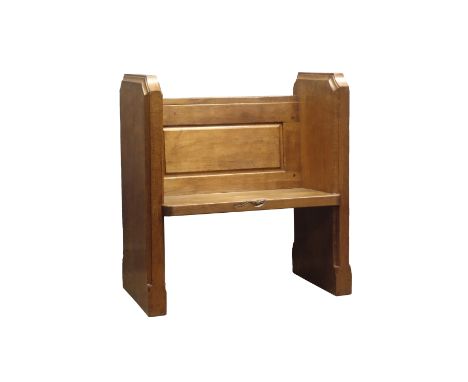 'Mouseman' Classic monks bench, solid side supports with moulding detail, adazed sides, storage trough to the rear, signature