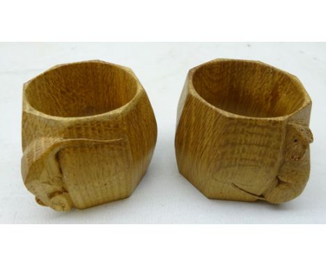 'Mouseman' pair oak napkin rings by Robert Thompson of Kilburn Condition Report Click here for further images, condition, auc