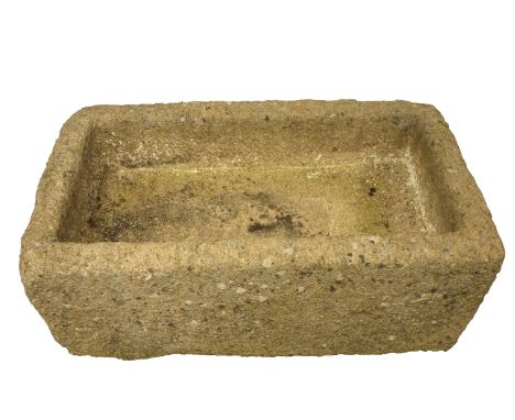 Large rectangular granite planter trough, 95cm x 55cm, H39cm Condition Report Click here for further images, condition, aucti