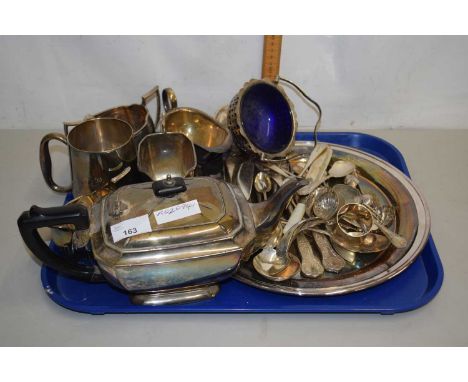 Mixed Lot: Silver plated tea wares and assorted cutlery