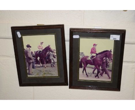 Horse Racing Interest - Two signed photographs of Willie Carson on Henbit and Joe Mercer on Kris