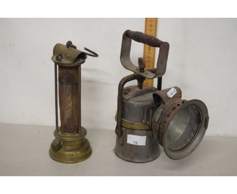 A vintage railway hand lantern and one other