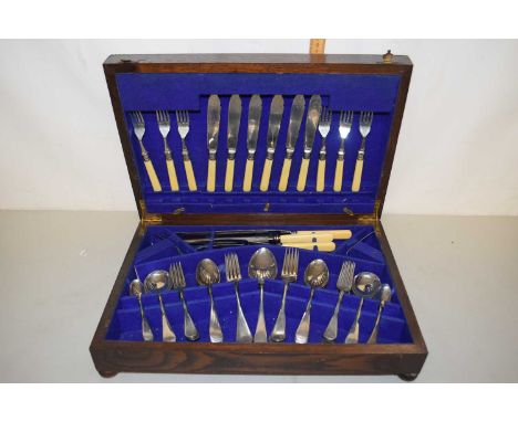 A case of silver plated and steel cutlery