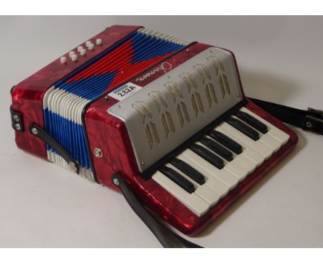 'Chamoon' piano accordion with red marble effect, W 23cm  Condition Report Click here for further images, condition, auction 