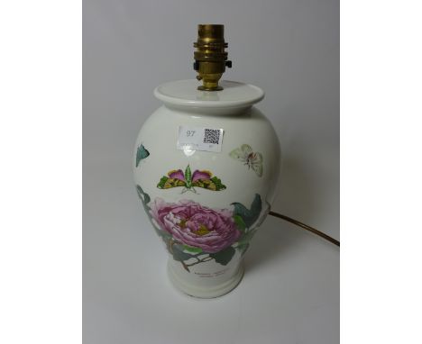 Portmeirion table lamp, with 'Shrubby Peony' decoration, H 26cm not including fitting   (This item is PAT tested - 5 day warr