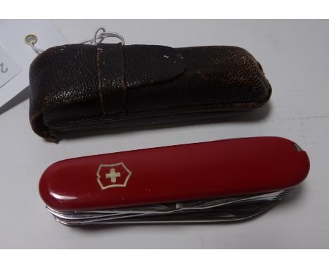 Swiss Army Knife with leather case  Condition Report Click here for further images, condition, auction times & delivery costs